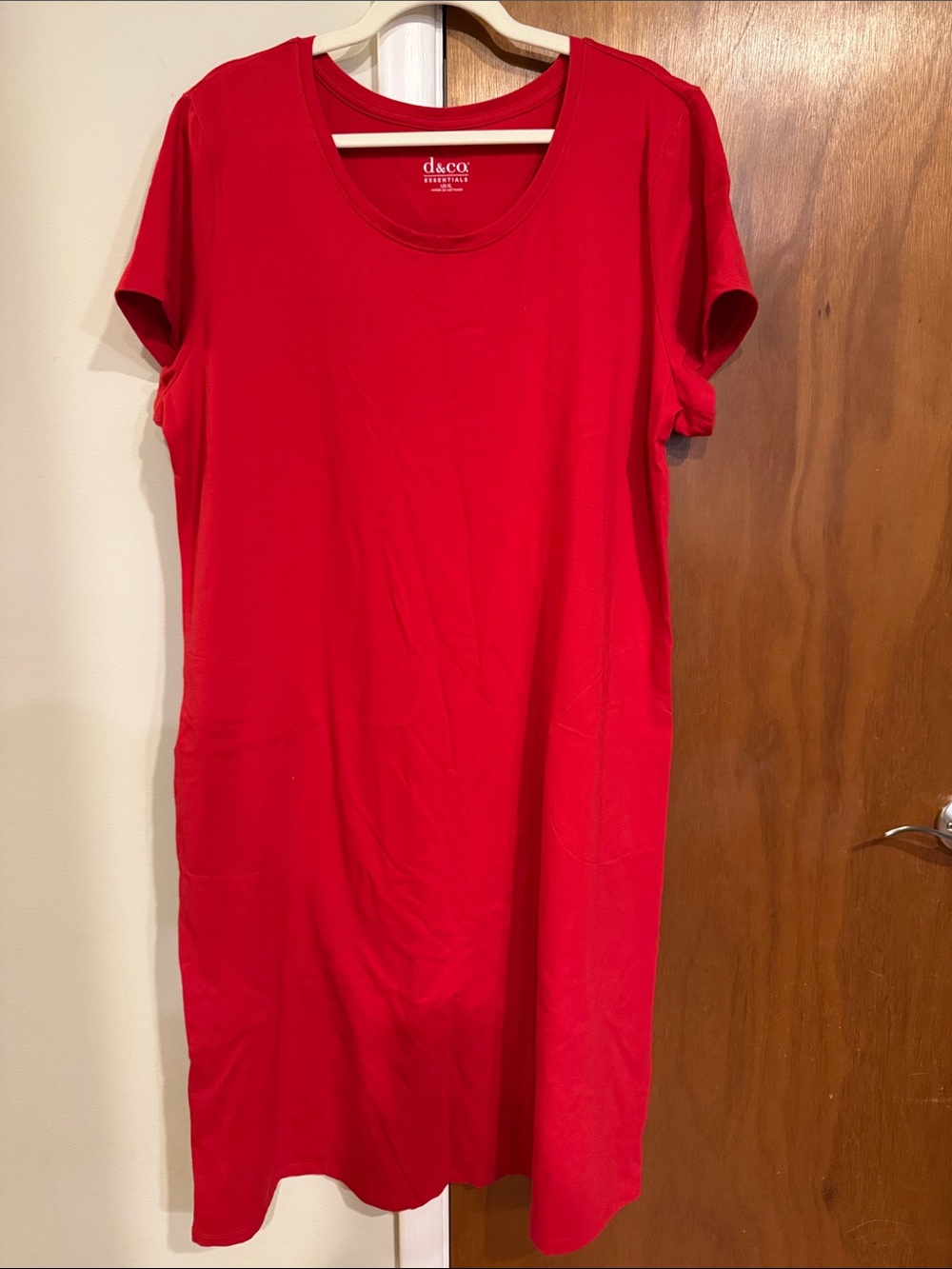 Denim and Co Essentials Red Crewneck T-Shirt Dress